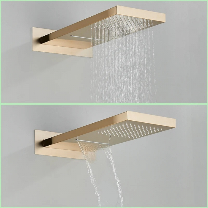 Set de dus incastrat auriu periat cu para dreptunghiulara, 3 functii de curgere a apei [2]