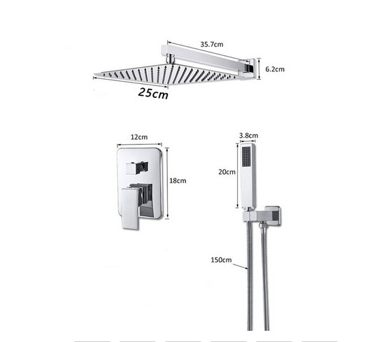 Set de dus incastrat crom lucios, para patrata 25x25 cm, 2 functii [6]