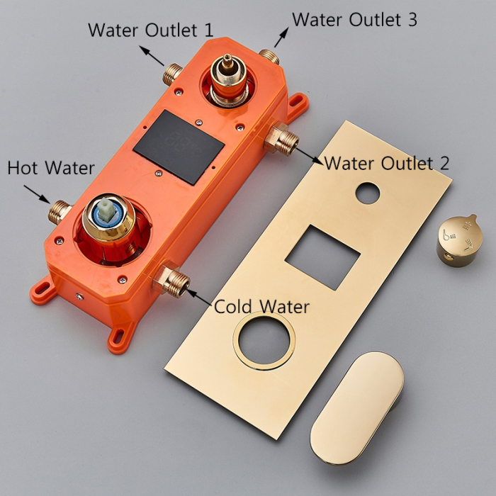 Set de dus incastrat gold lucios cu termostat pentru reglare temperaturi [6]