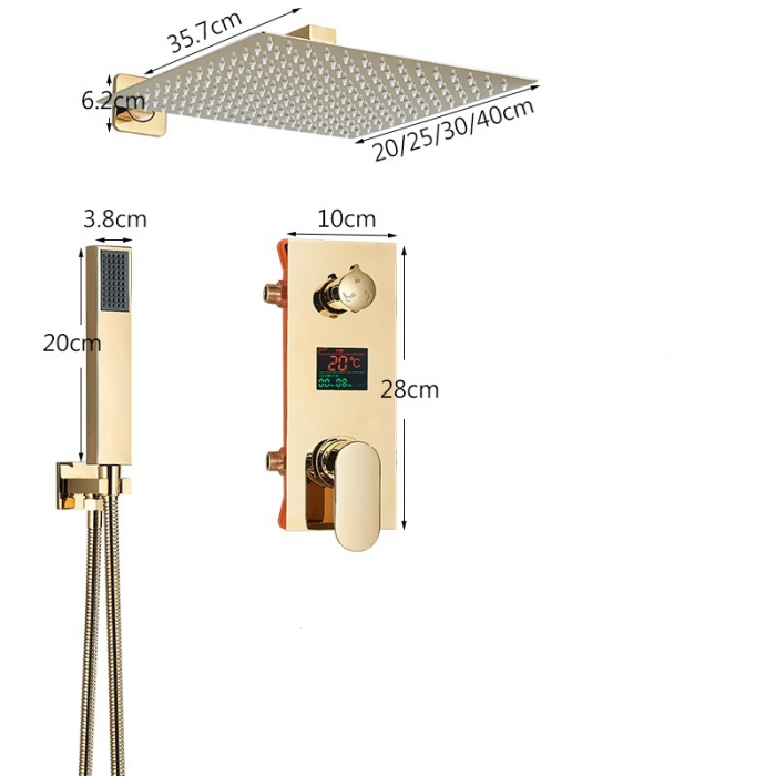 Set de dus incastrat gold lucios cu termostat pentru reglare temperaturi [3]