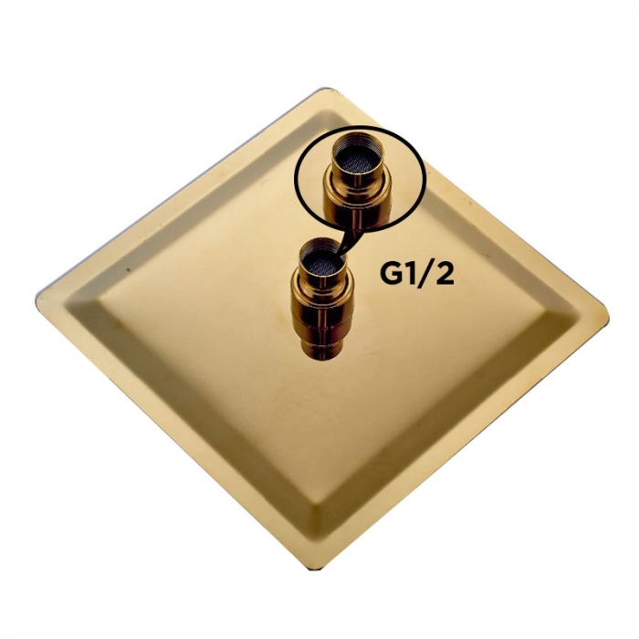 Set de dus incastrat Gold lucios cu para patrata 30 cm latura , 3 functii de curgere a apei [2]