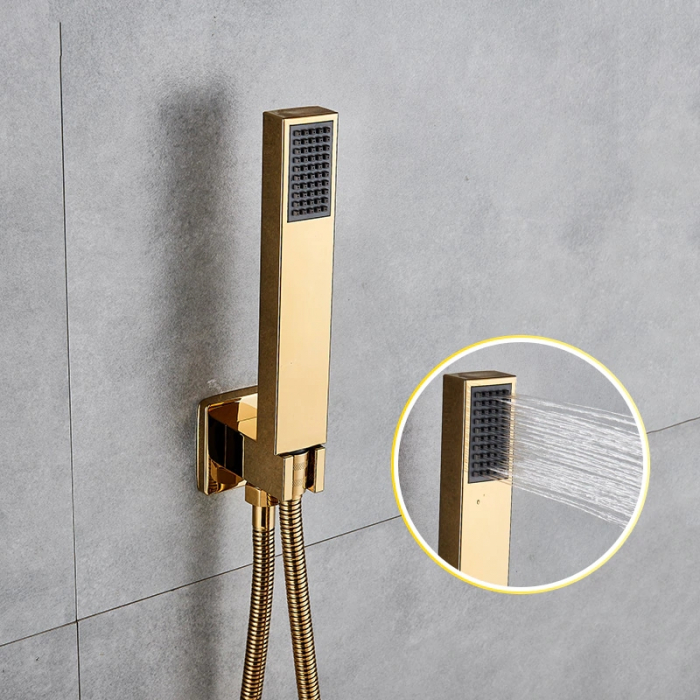 Set de dus incastrat Gold lucios cu para patrata 30 cm latura , 3 functii de curgere a apei [6]
