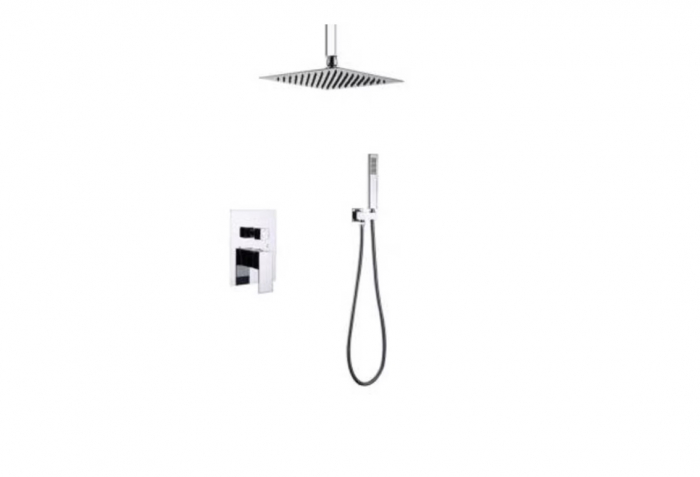 Set de dus incastrat in tavan, cu para patrata mare de 40cm, 2 sau 3 functii de curgere a apei,Nova Crom [12]