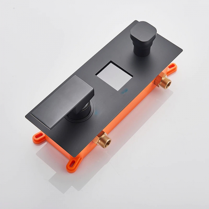 Set de dus incastrat cu para patrata de 30cm, negru mat, cu 2 functii de curgere a apei, termostat pentru reglarea temperaturei [4]