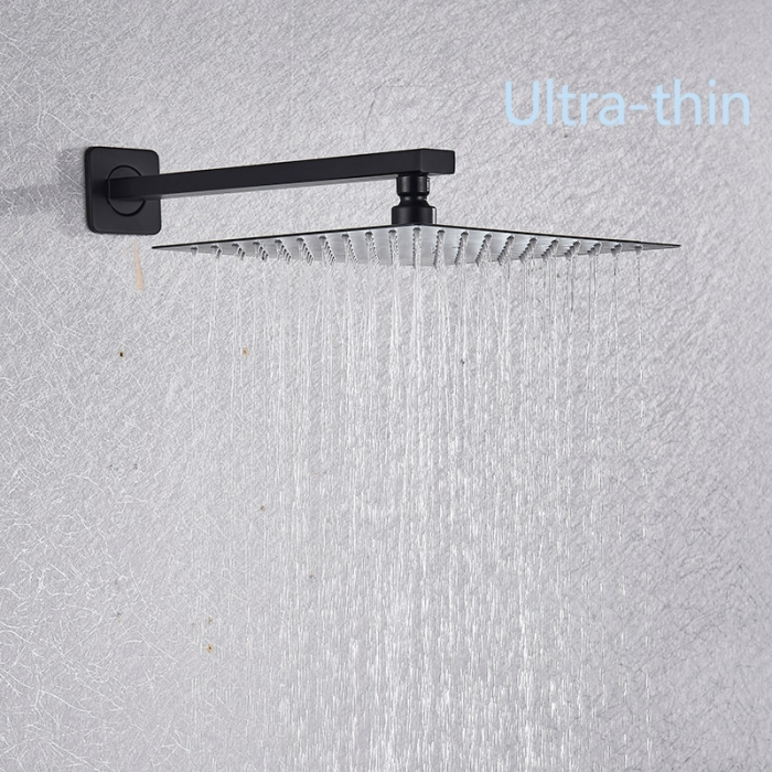 Set de dus incastrat cu para patrata de 30cm, negru mat, cu 2 functii de curgere a apei, termostat pentru reglarea temperaturei [3]