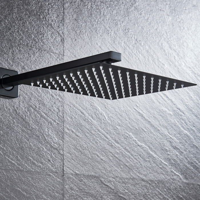 Set de dus negru mat Novara cu para patrata 30x30cm / 25x25cm , cu 2 functii de curgere a apei [10]