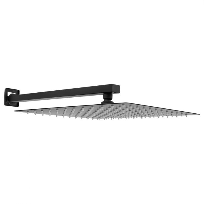 Set de dus negru mat Novara cu para patrata 30x30cm / 25x25cm , cu 2 functii de curgere a apei [14]