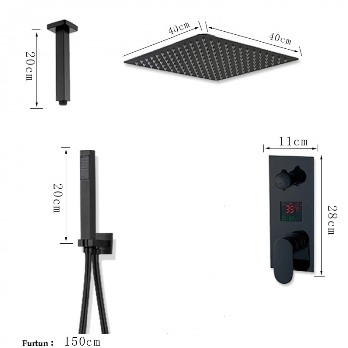 Set dus incastrabil in tavan cu termostat, para patrata 40x40 cm, doua functii [4]