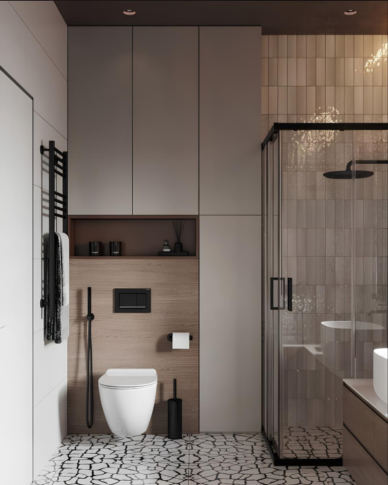 Set dus negru incastrat cu para rotunda tip ploaie [1]