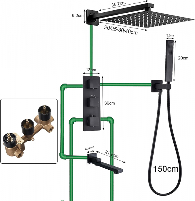 Set dus termostat 3 functii negru mat [7]