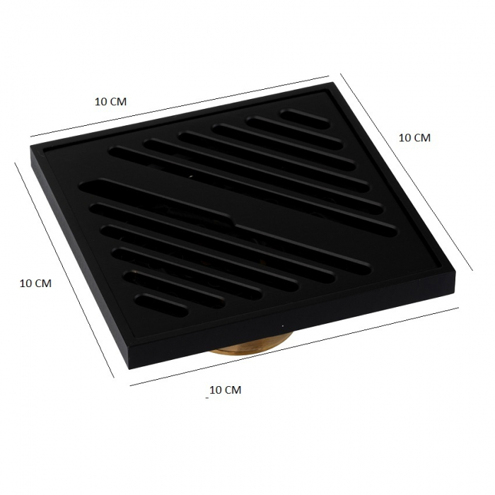 Sifon pardoseala 10×10 cm, negru mat [2]