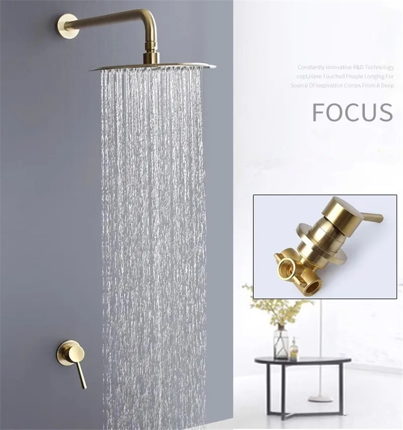 Sistem de dus incastrat cu para rotunda 30 cm , auriu nichelat [5]