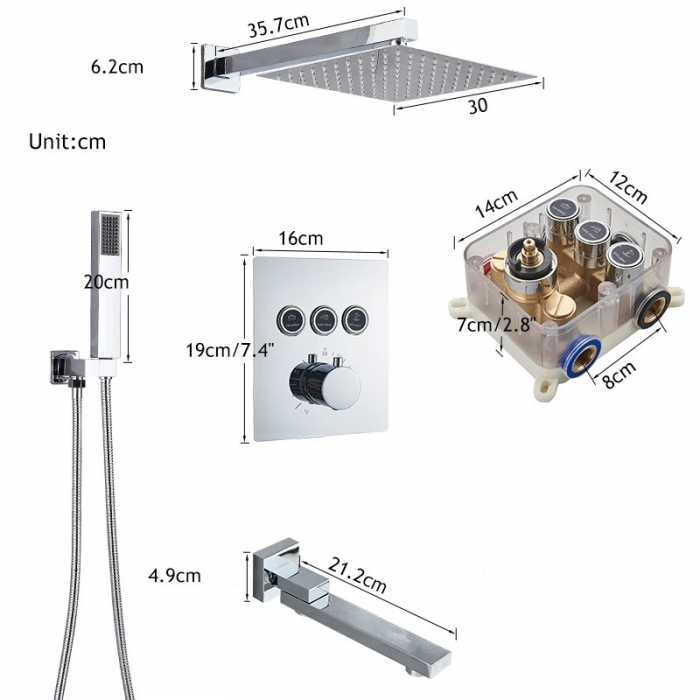 Sistem dus cu termostat crom lucios, 3 functii [2]