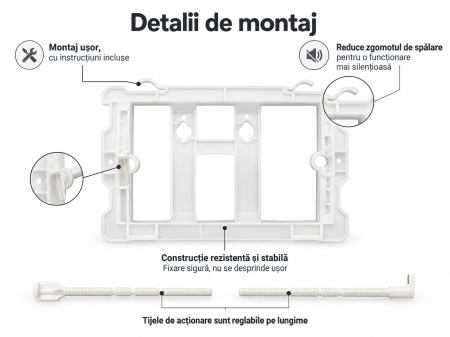 Clapetă WC dublă comandă compatibilă Geberit Sigma UP300 UP320 argint mat [3]