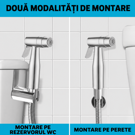 Set dus igienic WC cu robinet T si furtun 150 cm crom [3]