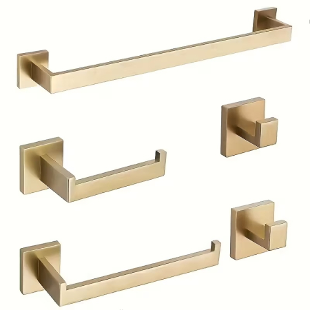 SET PORT PROSOP / SUPORT HARTIE - Accesorii baie auriu periat 5 piese