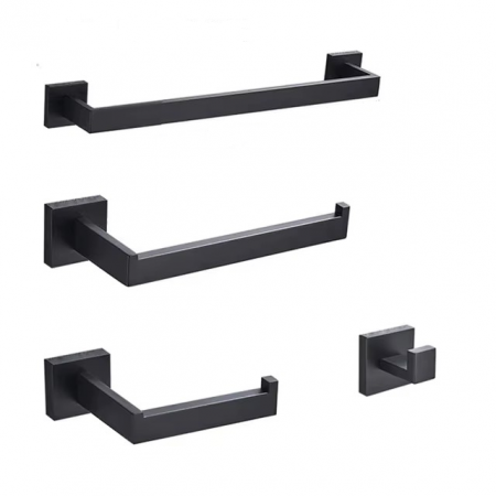 ACCESORII BAIE - Accesorii baie negru mat 4 piese, Nova