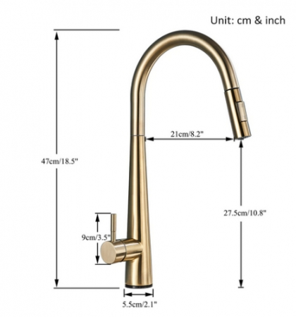 Baterie bucatarie aurie cu senzor de pornire la atingere,cu dus extractibil si pipa flexibila, 2 functii de curgere a apei, cu touch control [4]