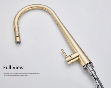 Baterie bucatarie aurie cu senzor de pornire la atingere,cu dus extractibil si pipa flexibila, 2 functii de curgere a apei, cu touch control [6]