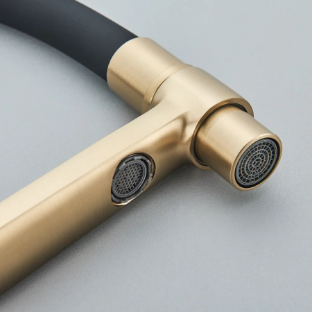 Baterie bucatarie auriu cu negru cu 3 cai pentru filtru de purificare a apei [7]