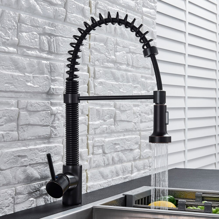 Baterii Bucatarie - Baterie bucatarie cu dus extractibil negru mat, Nova Black