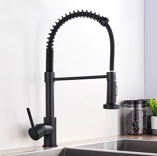 Baterii Bucatarie - Baterie bucatarie, cu dus flexibil, 2 functii de curgere, negru mat