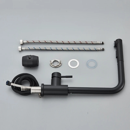 Baterie bucatarie negru cu furtun extractibil si 2 functii de curgere [5]