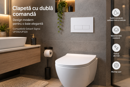 Clapetă WC dublă comandă compatibilă Geberit Sigma 245x164 mm alb mat [1]