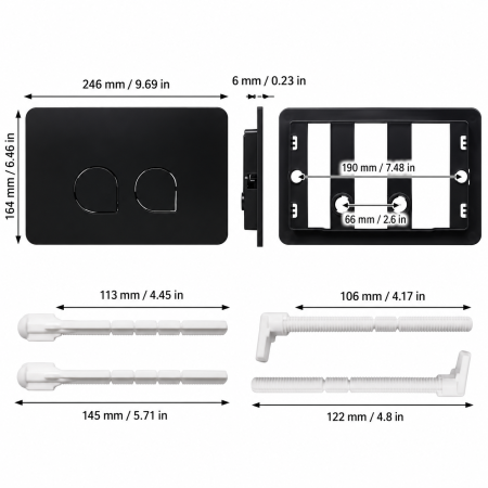 Clapetă WC dublă compatibilă Geberit Sigma negru mat 246 × 164 mm [1]