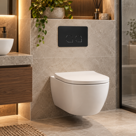 ACCESORII BAIE - Clapetă WC dublă compatibilă Geberit Sigma negru mat 246 × 164 mm