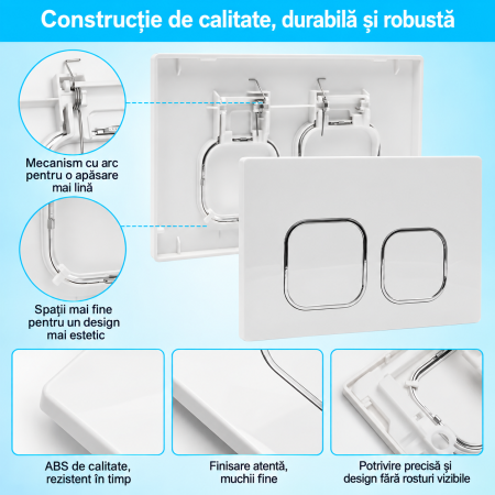 Clapetă WC dublă compatibilă Geberit albă cu cadru și pârghii [1]