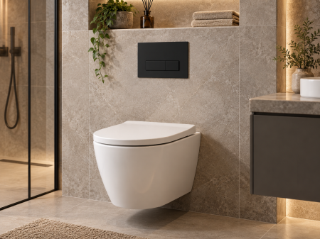 ACCESORII BAIE - Clapetă WC dublă comandă compatibilă Geberit Sigma 245x164 mm negru mat