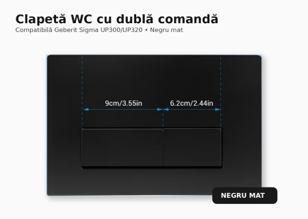 Clapetă WC dublă comandă compatibilă Geberit Sigma 245x164 mm negru mat [1]