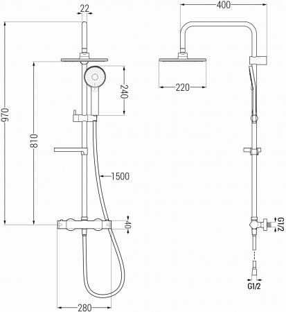 Coloana de dus 3 functii, termostat, alb mat [1]
