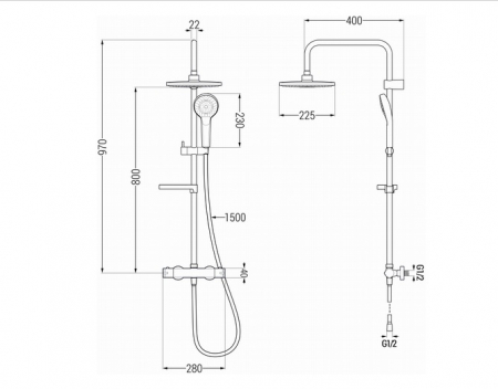 Coloana de dus 3 functii, termostat, negru mat [2]