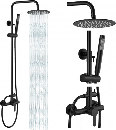 Coloana de dus rotunda slim cu doua functii, negru