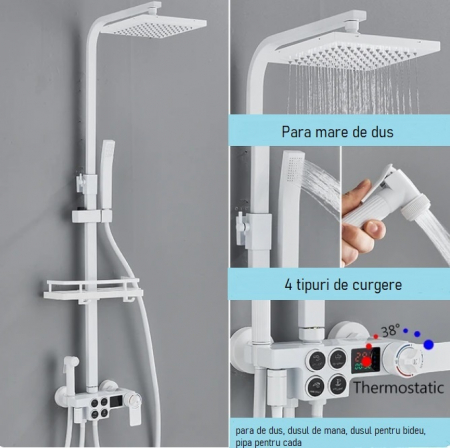 Coloana dus alb mat cu termostat [4]