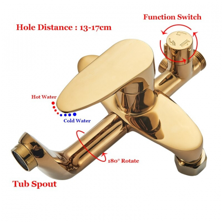 Coloana Dus Barcelona Gold cu para rotunda si efect de ploaie, para ajustabila pe inaltime [3]