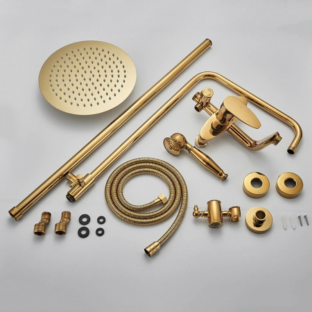 Coloana Dus Barcelona Gold cu para rotunda si efect de ploaie, para ajustabila pe inaltime [4]