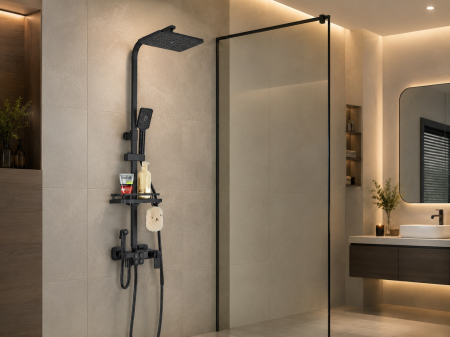 COLOANE DUS - Coloana dus cu termostat,negru mat
