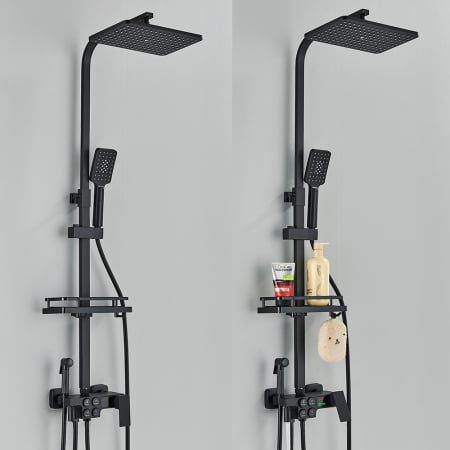 Coloana dus cu termostat,negru mat