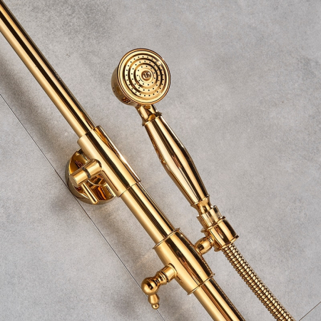 Coloana Dus Gold cu para rotunda si efect de ploaie, para ajustabila pe inaltime [5]
