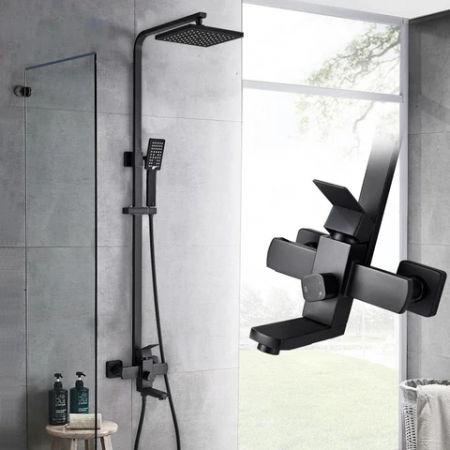 Coloana dus inox negru mat 3 functii para furtun dus [3]