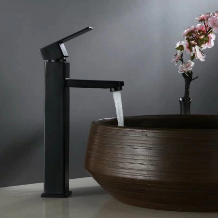 BATERII LAVOAR - Baterie lavoar neagra, pipa inalta, montare pe blat, Nova Black