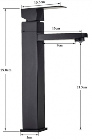 Baterie lavoar neagra, pipa inalta, montare pe blat, Nova Black [5]