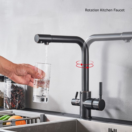 Baterie bucatarie negru antichizat cu robinet separat pentru apa potabila [4]