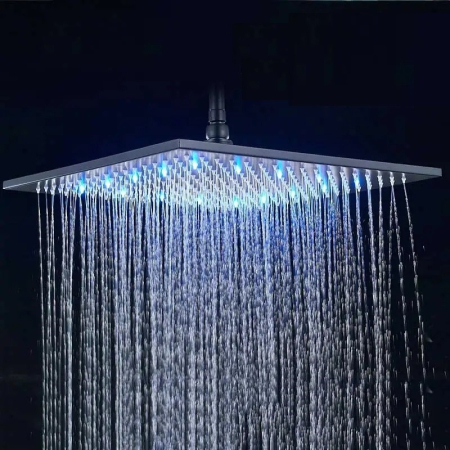 ACCESORII BAIE - Para de dus BSL, patrata 40x40cm, negru mat, cu lumini LED