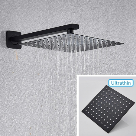 Set de dus negru incastrat cu para patrata 30 cm latura, 3 functii de curgere a apei [2]