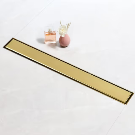 RIGOLE PARDOSEALA - Rigola de pardoseală gold periat cu gratar plat, din inox, lungime 30 cm