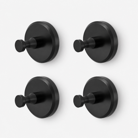 Set 4 Cârlige Baie Negre pentru Prosoape și Accesorii – Montaj pe Perete [1]